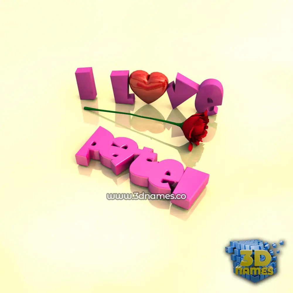 patel in I Love ??? style - 3D name wallpaper