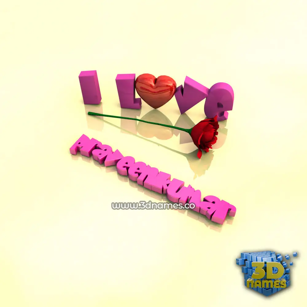 praveenkumar in I Love ??? style - 3D name wallpaper