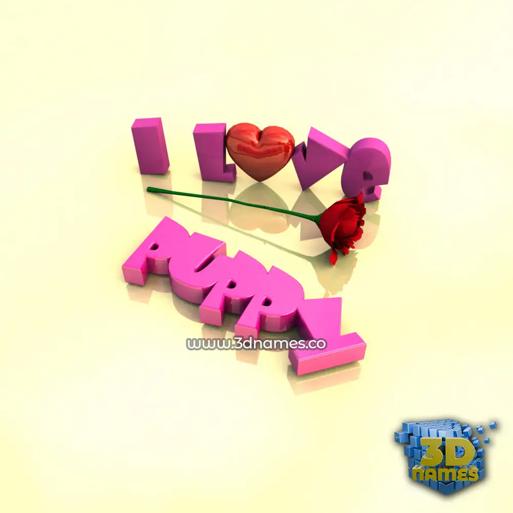 puppy in I Love ??? style - 3D name wallpaper