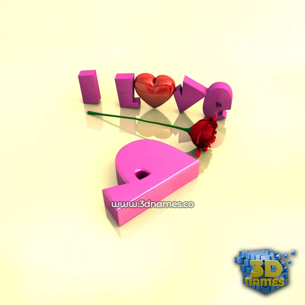 q in I Love ??? style - 3D name wallpaper