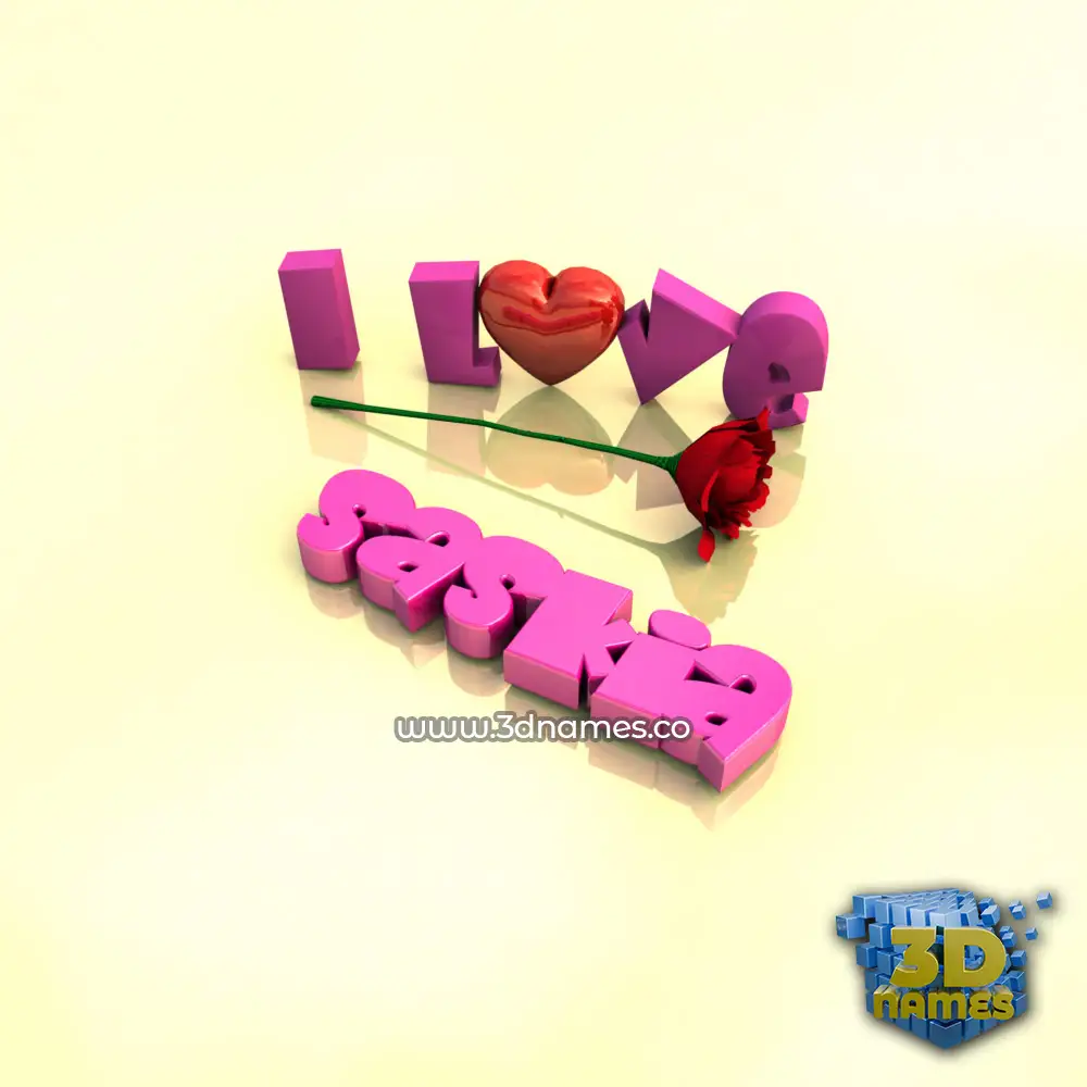 saskia in I Love ??? style - 3D name wallpaper