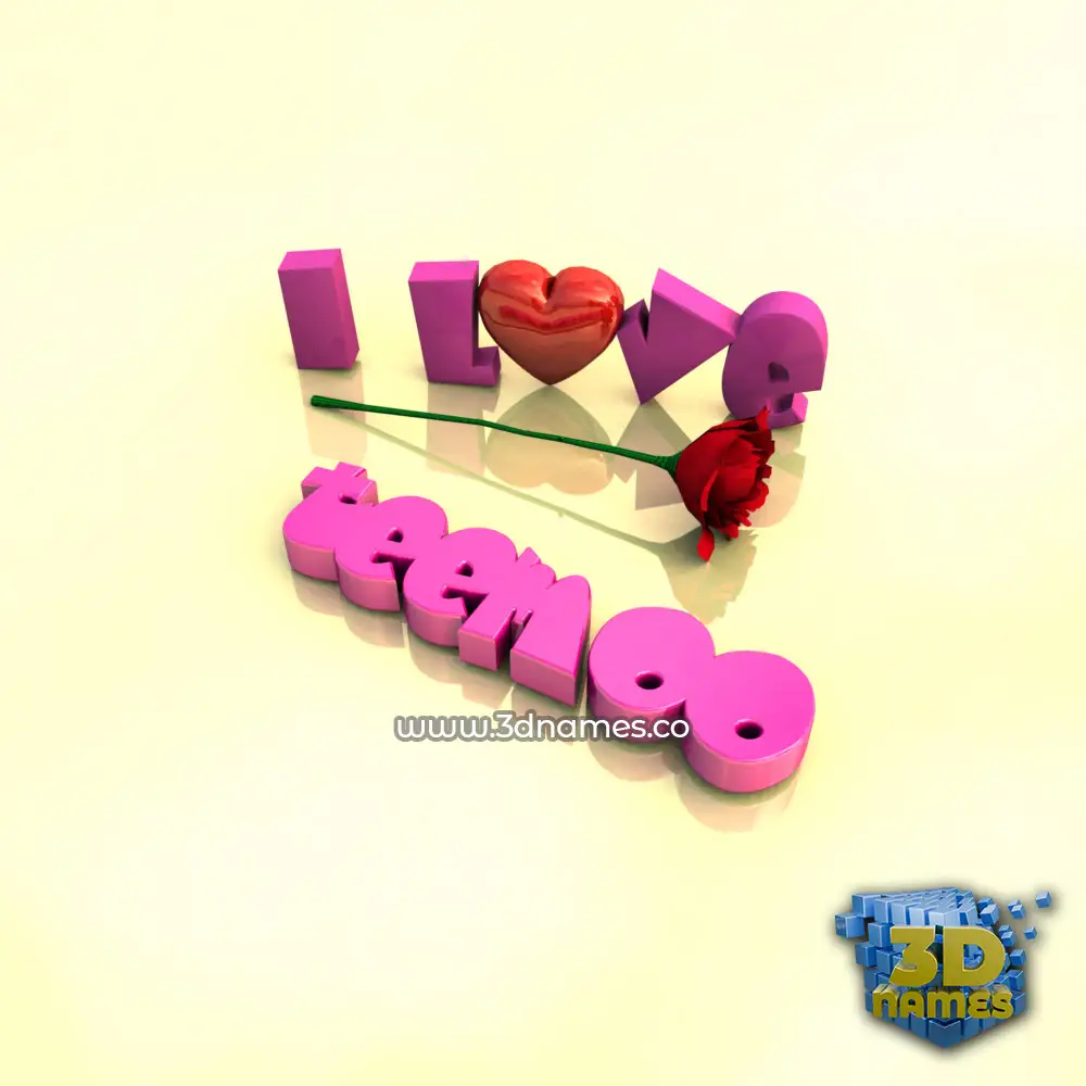 teemoo in I Love ??? style - 3D name wallpaper