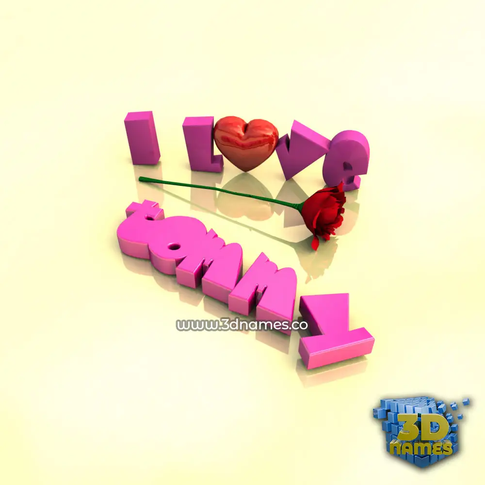 tommy in I Love ??? style - 3D name wallpaper