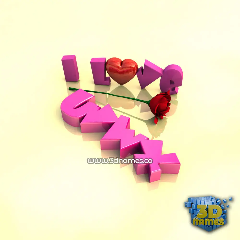 uvwx in I Love ??? style - 3D name wallpaper