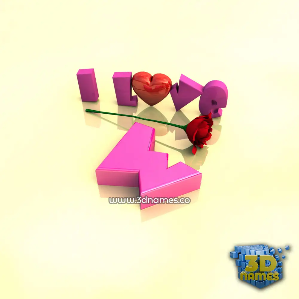 w in I Love ??? style - 3D name wallpaper