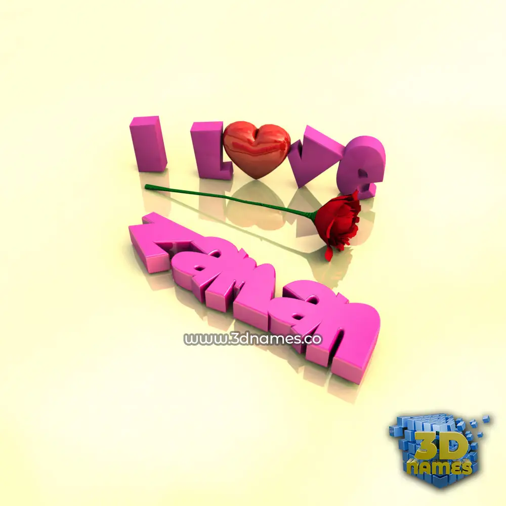 zaman in I Love ??? style - 3D name wallpaper