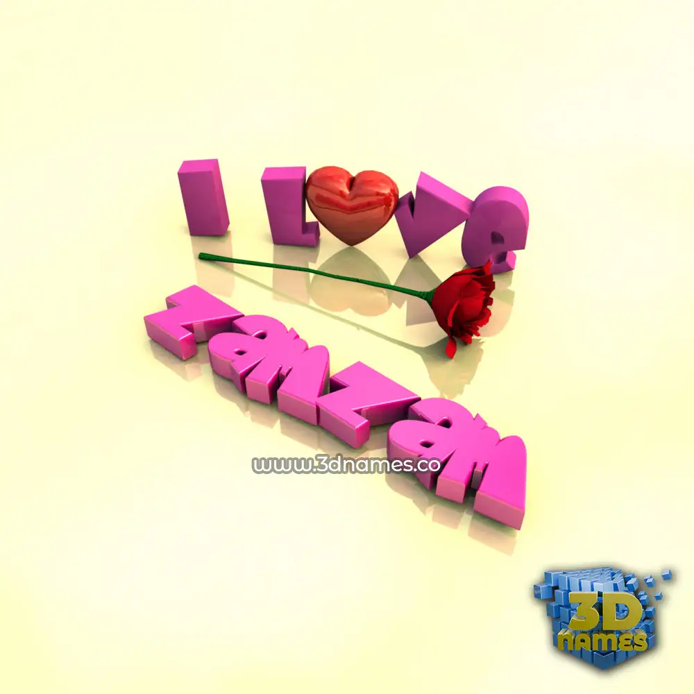 zamzam in I Love ??? style - 3D name wallpaper