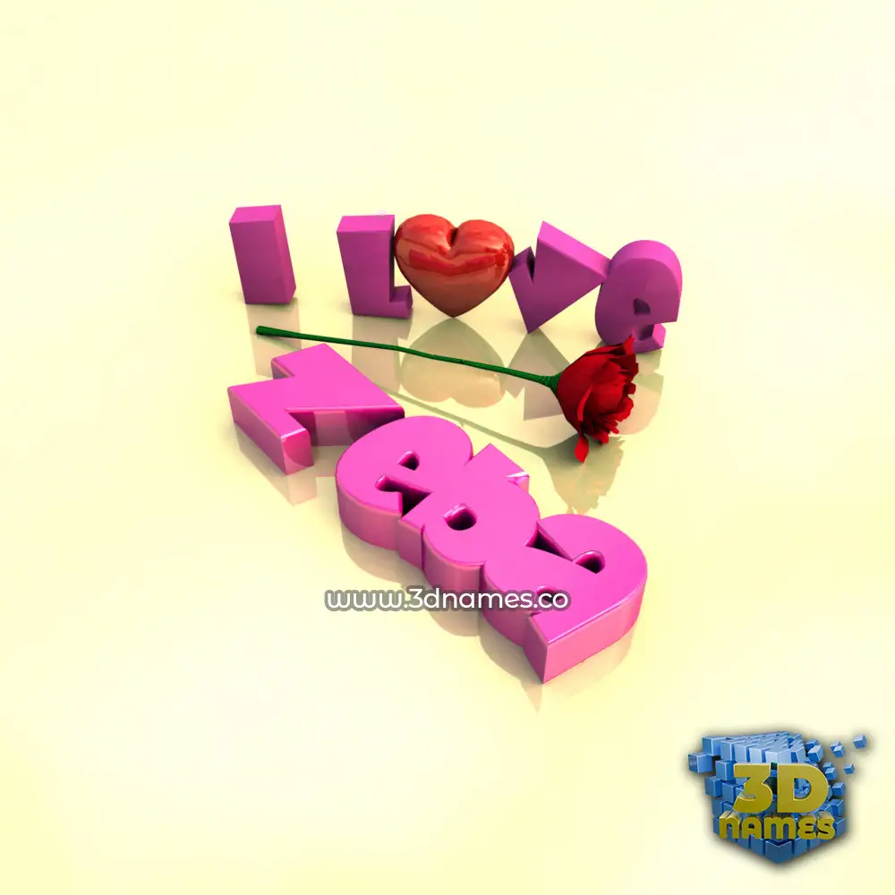 zeba in I Love ??? style - 3D name wallpaper