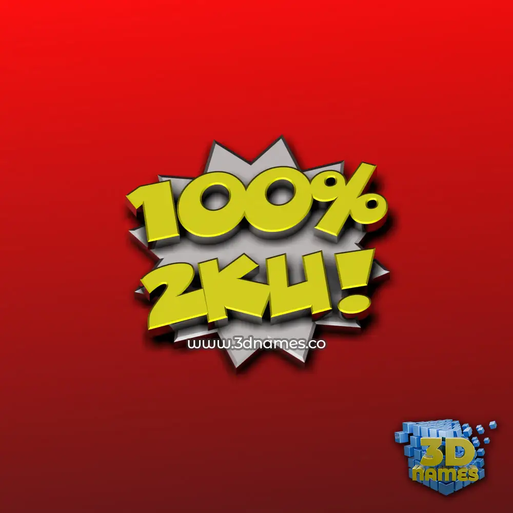 2ku in 100 Percent style - 3D name wallpaper
