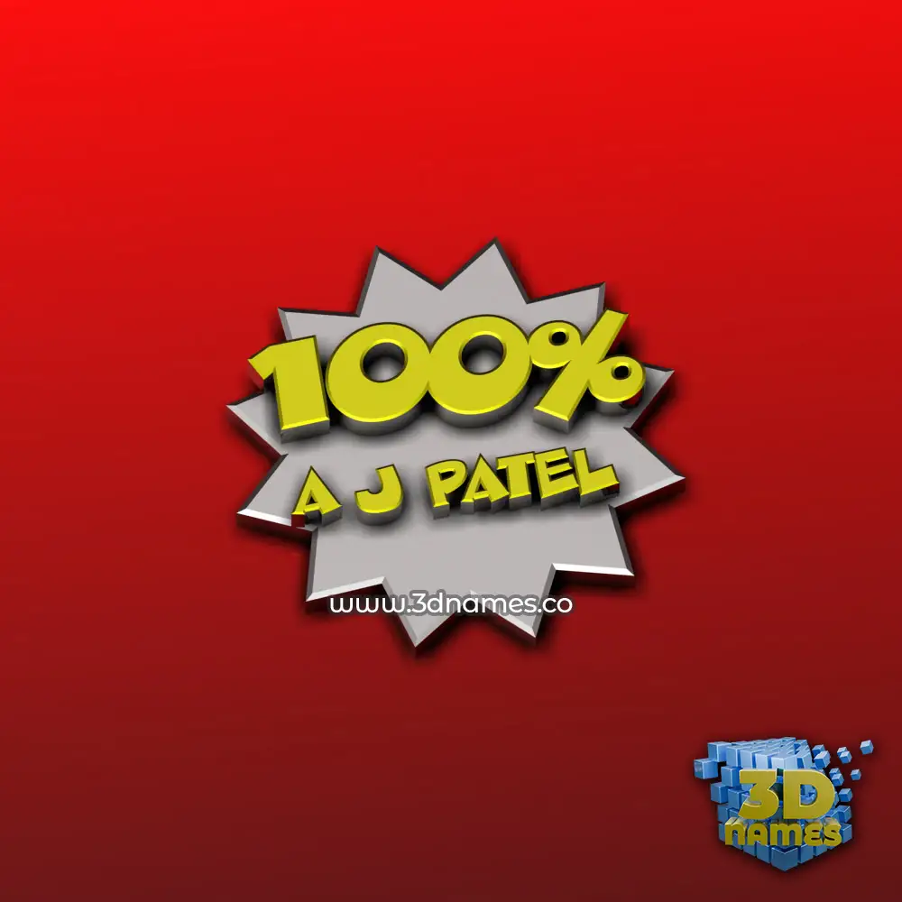 a j patel in 100 Percent style - 3D name wallpaper