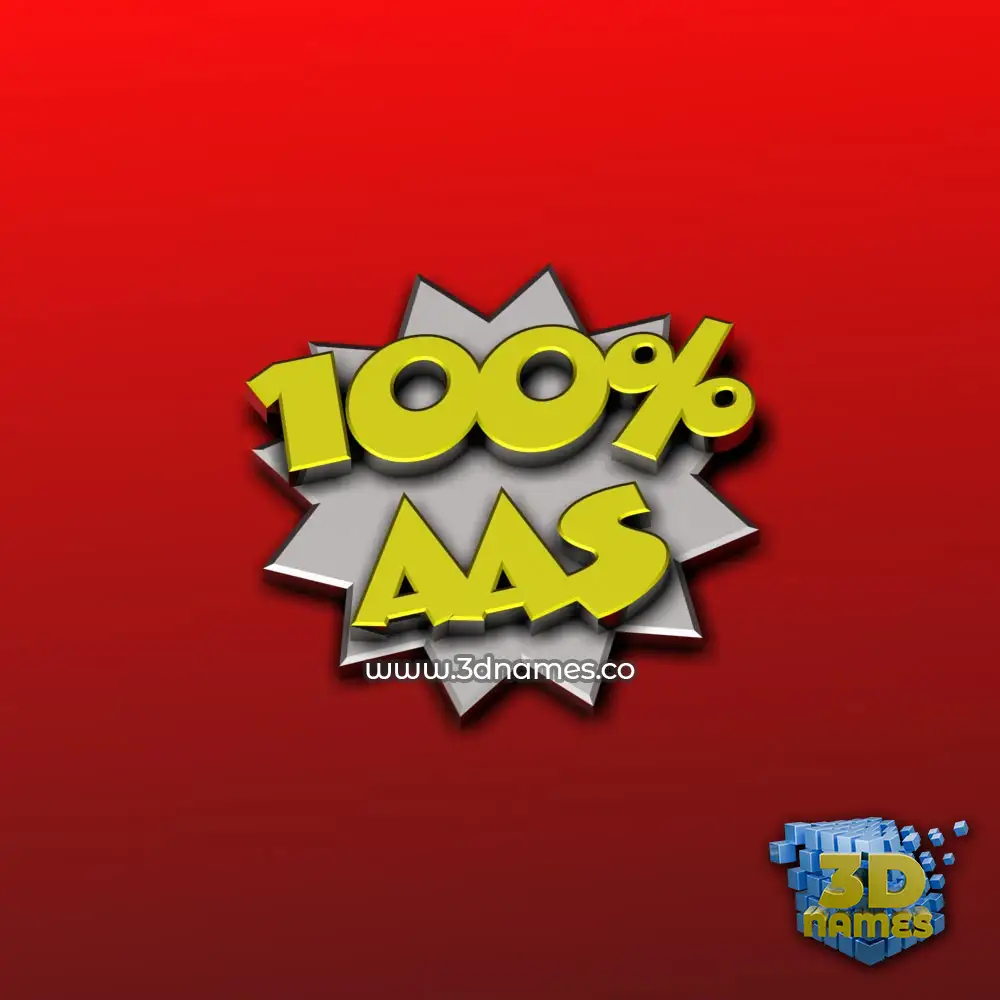 aas in 100 Percent style - 3D name wallpaper