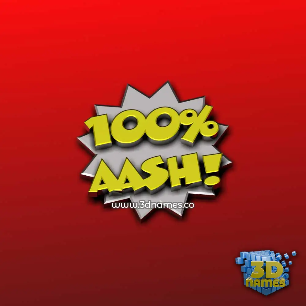 aash in 100 Percent style - 3D name wallpaper