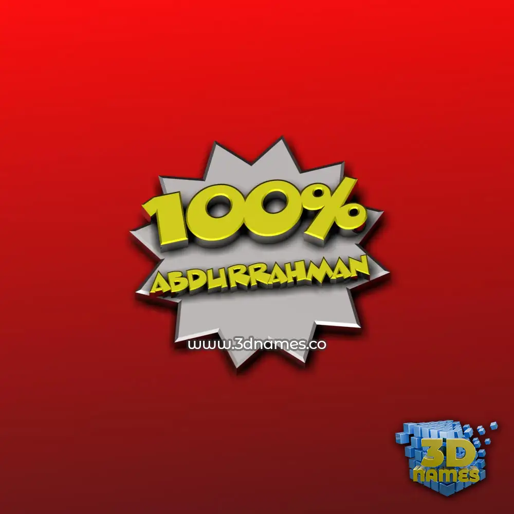 abdurrahman in 100 Percent style - 3D name wallpaper