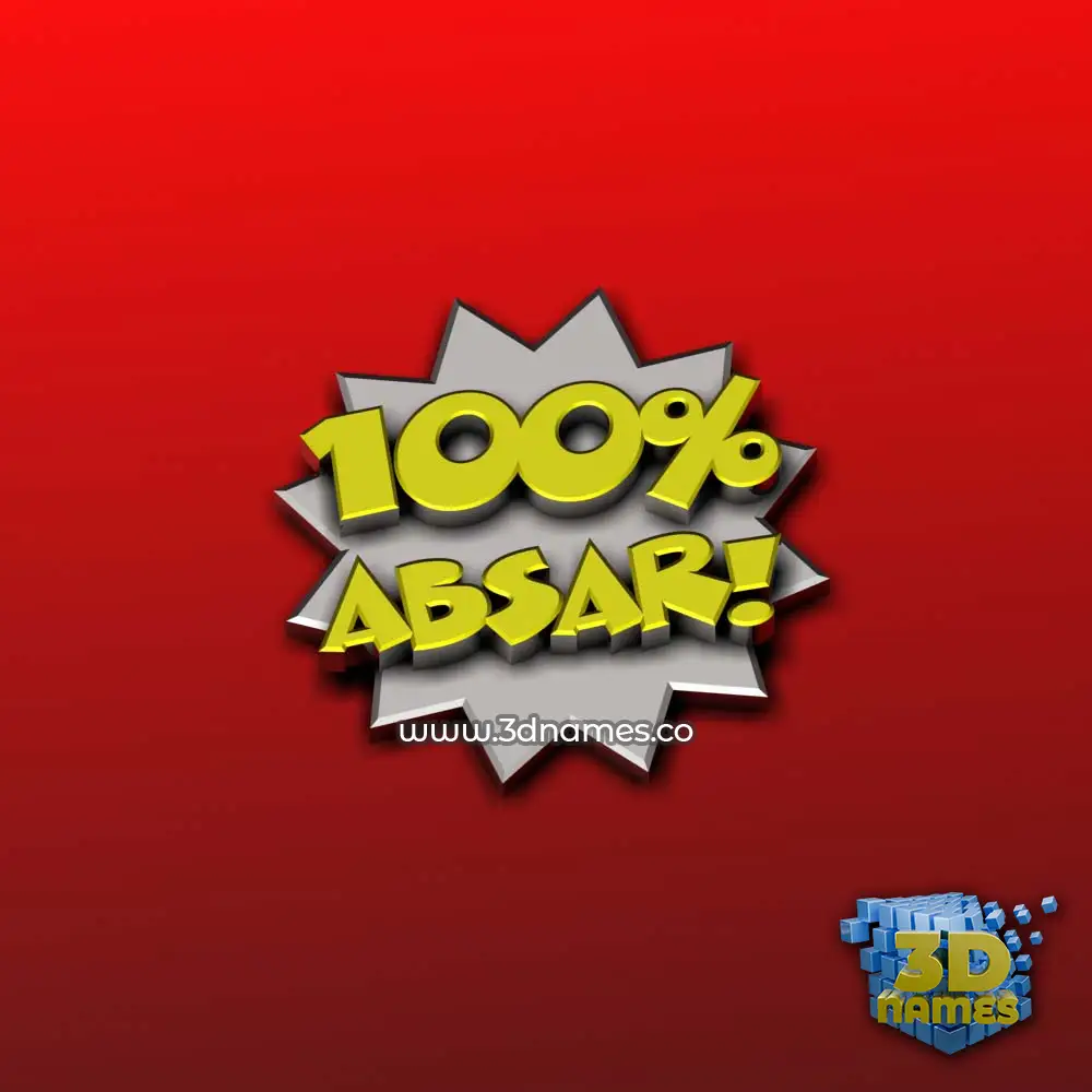 absar in 100 Percent style - 3D name wallpaper