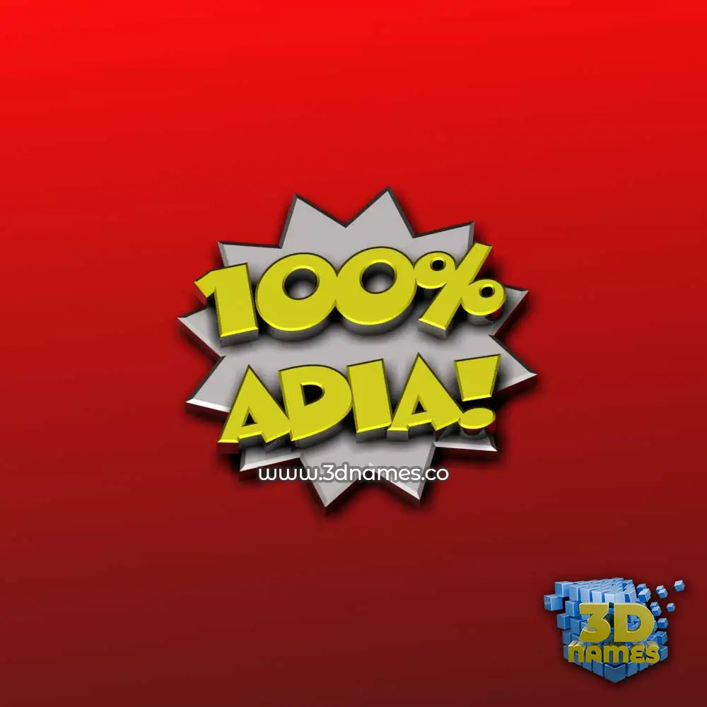 adia in 100 Percent style - 3D name wallpaper