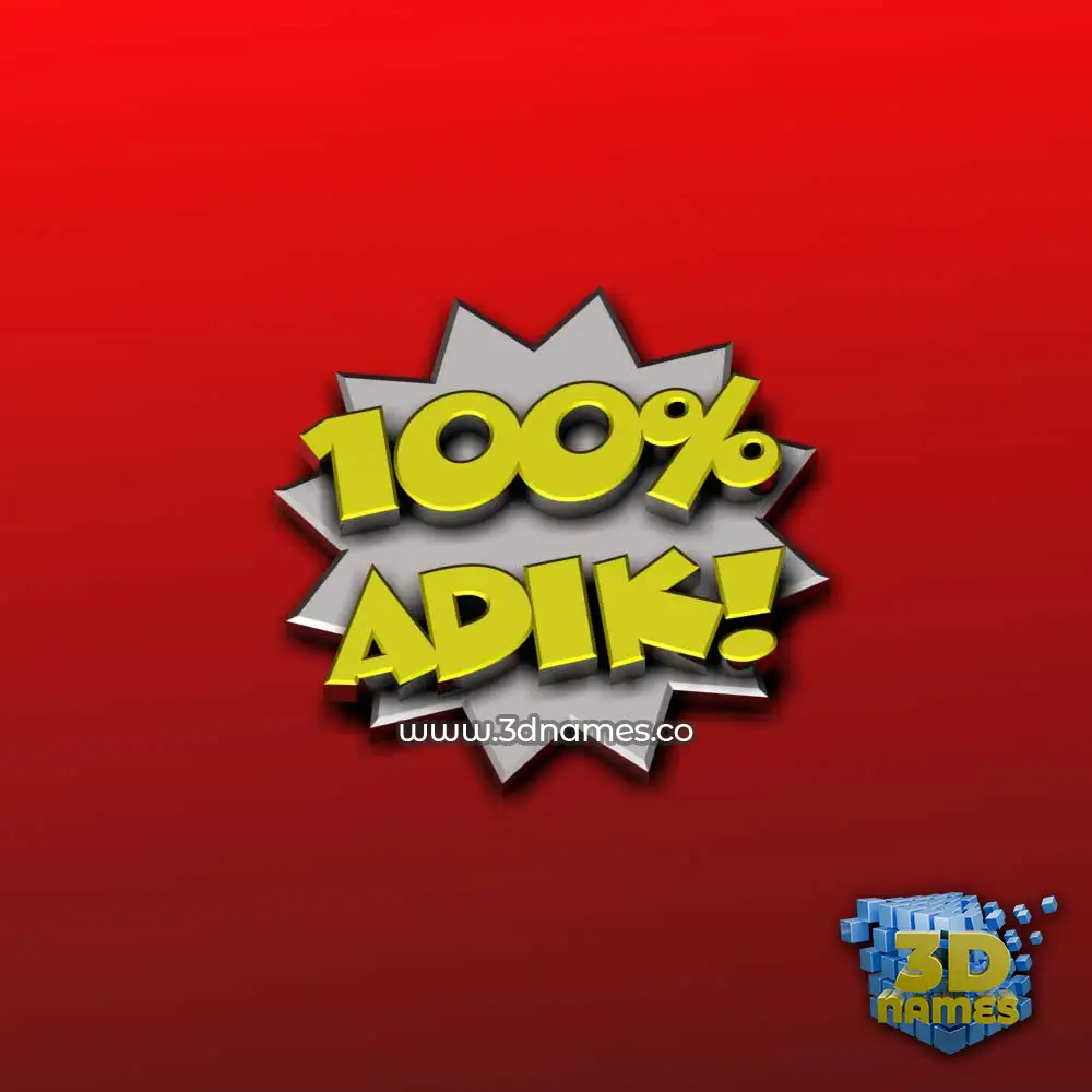 adik in 100 Percent style - 3D name wallpaper