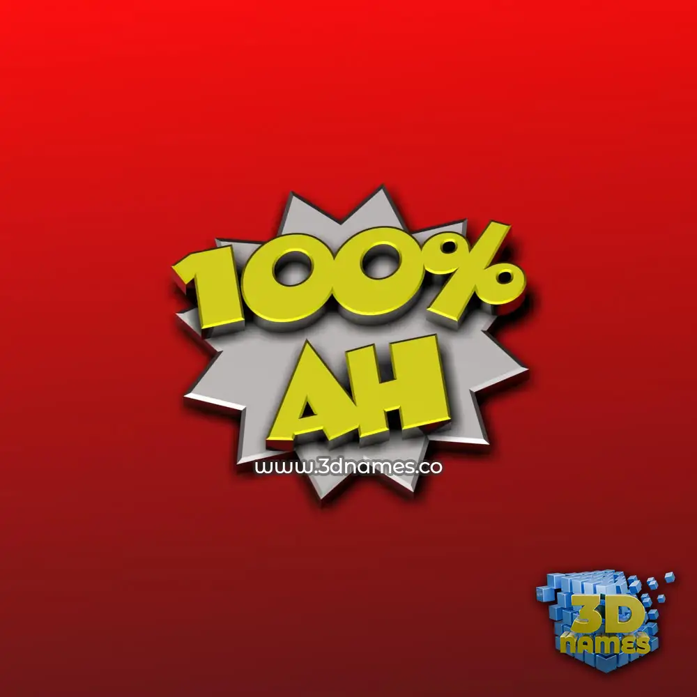 ah in 100 Percent style - 3D name wallpaper
