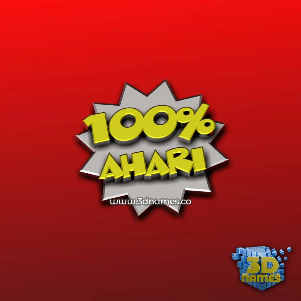 ahari in 100 Percent style - 3D name wallpaper