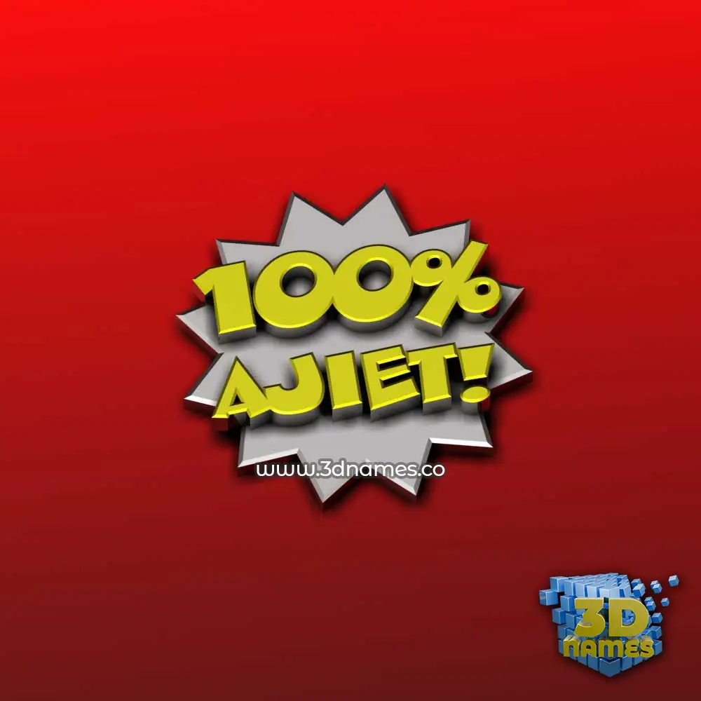 ajiet in 100 Percent style - 3D name wallpaper
