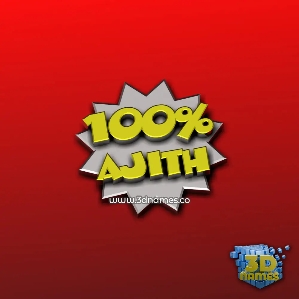 ajith in 100 Percent style - 3D name wallpaper