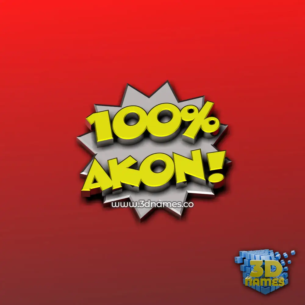 akon in 100 Percent style - 3D name wallpaper