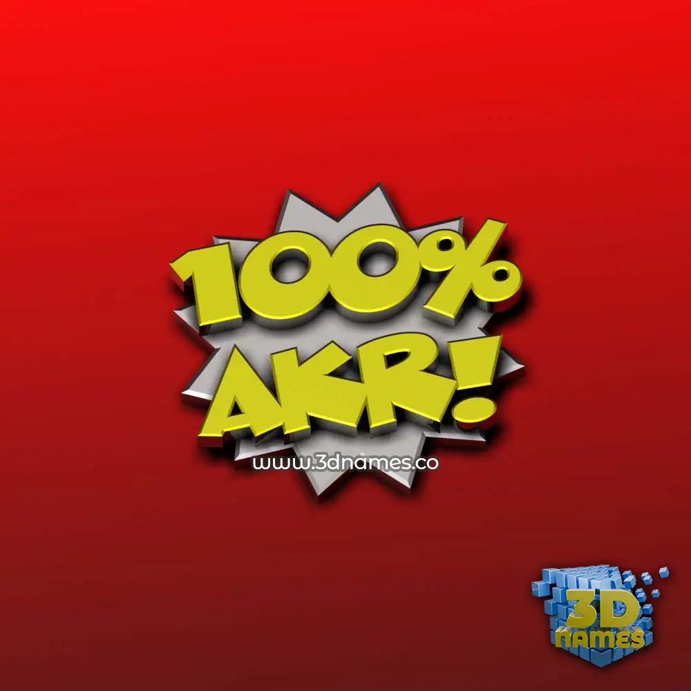 akr in 100 Percent style - 3D name wallpaper