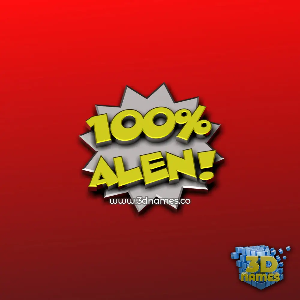alen in 100 Percent style - 3D name wallpaper