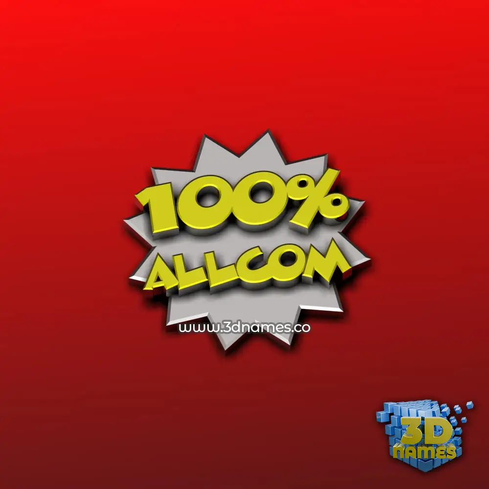 allcom in 100 Percent style - 3D name wallpaper