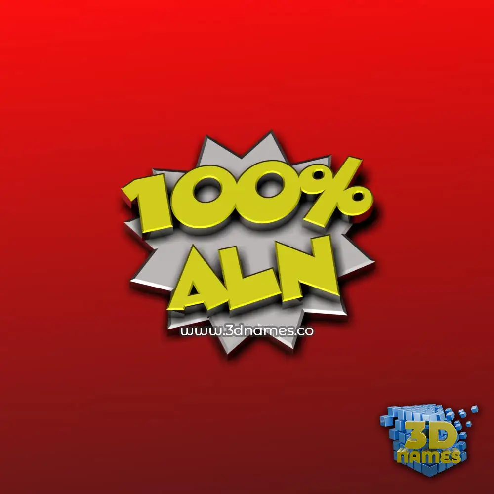 aln in 100 Percent style - 3D name wallpaper