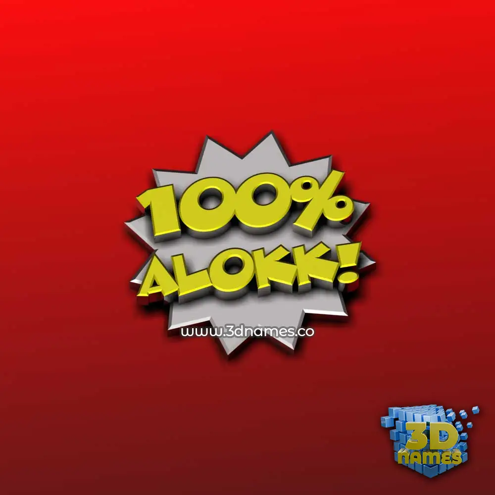 alokk in 100 Percent style - 3D name wallpaper
