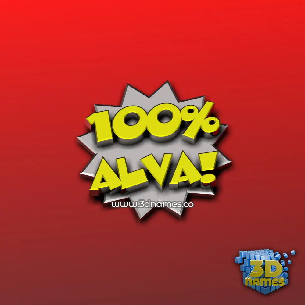 alva in 100 Percent style - 3D name wallpaper
