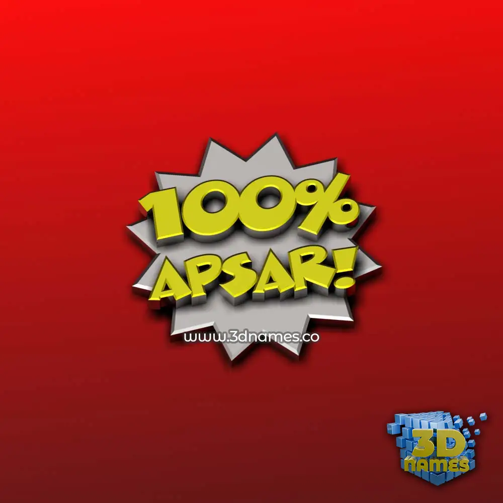 apsar in 100 Percent style - 3D name wallpaper
