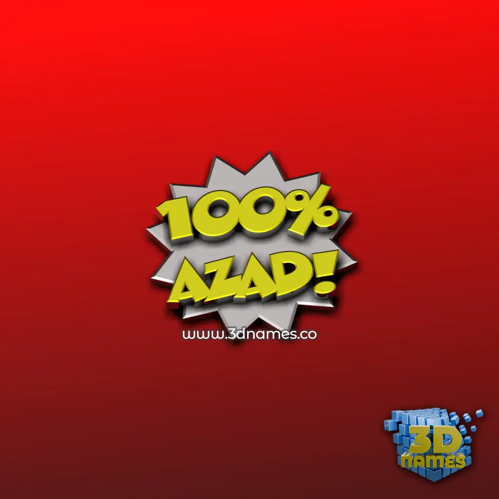 azad in 100 Percent style - 3D name wallpaper