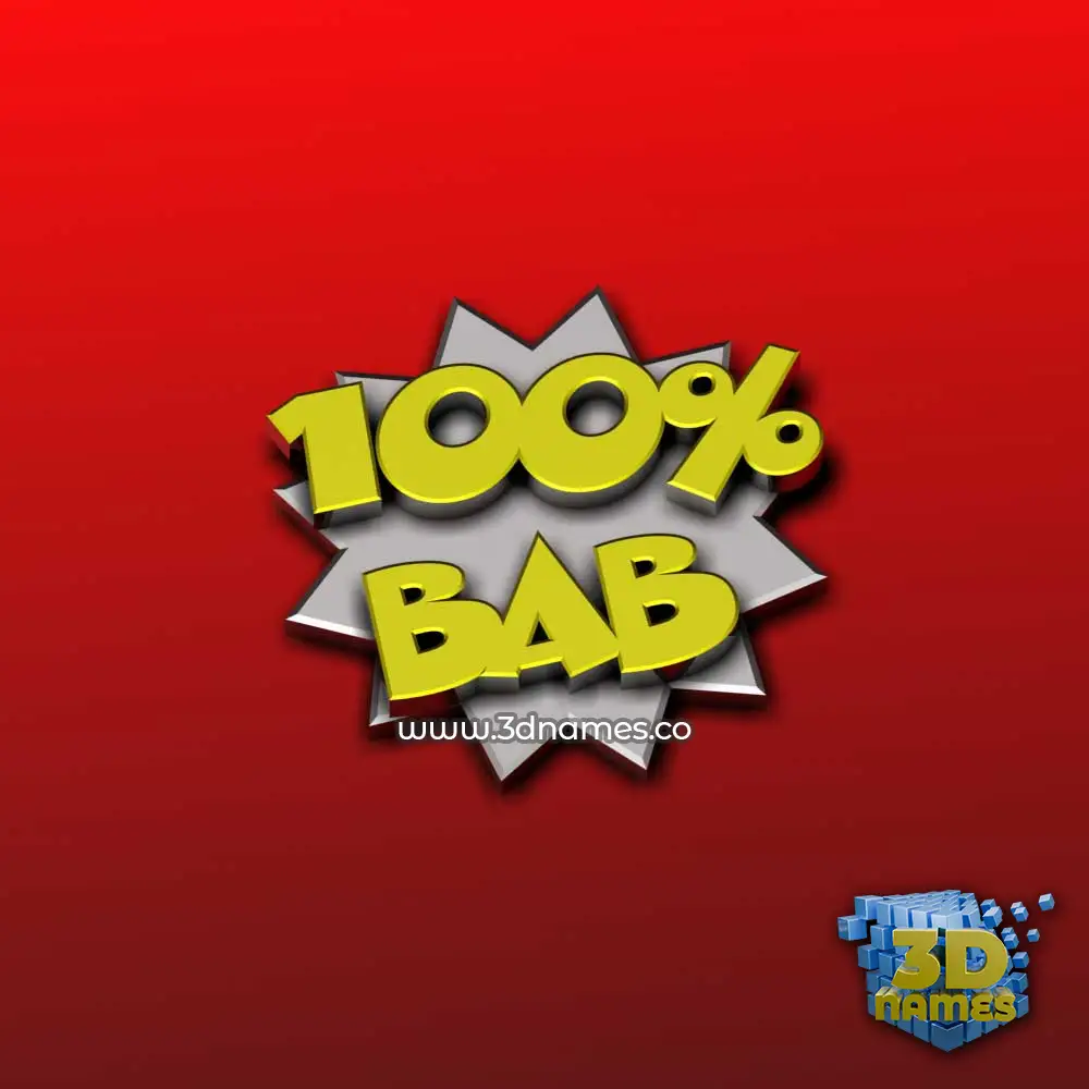 bab in 100 Percent style - 3D name wallpaper