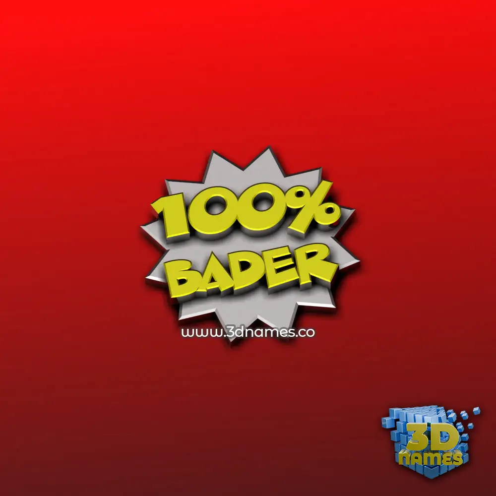 bader in 100 Percent style - 3D name wallpaper