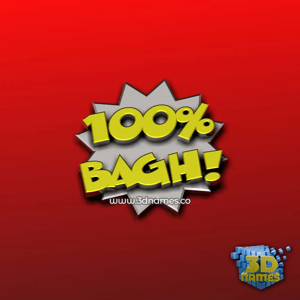 bagh in 100 Percent style - 3D name wallpaper