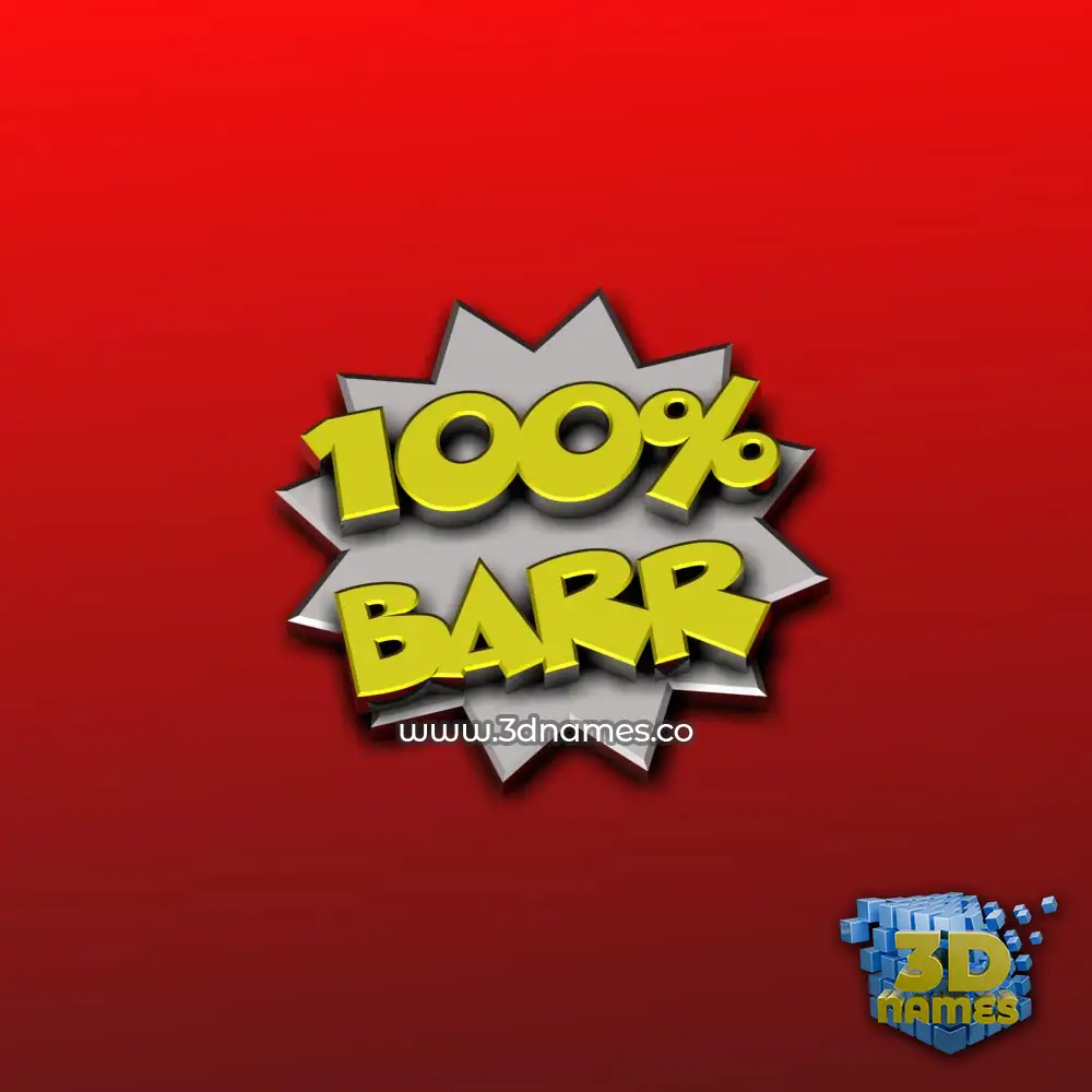 barr in 100 Percent style - 3D name wallpaper