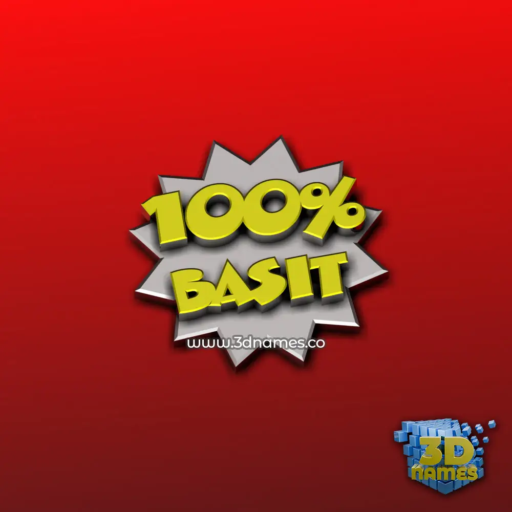 basit in 100 Percent style - 3D name wallpaper