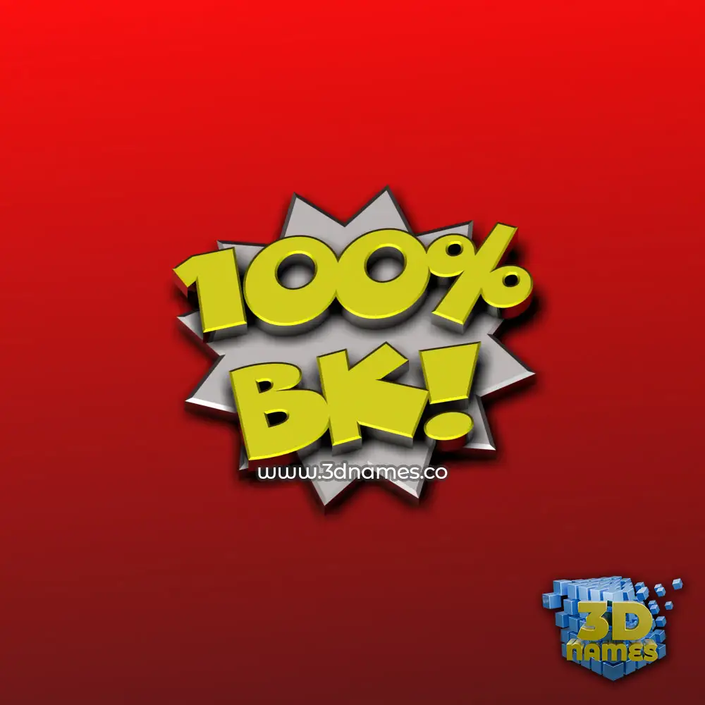 bk in 100 Percent style - 3D name wallpaper