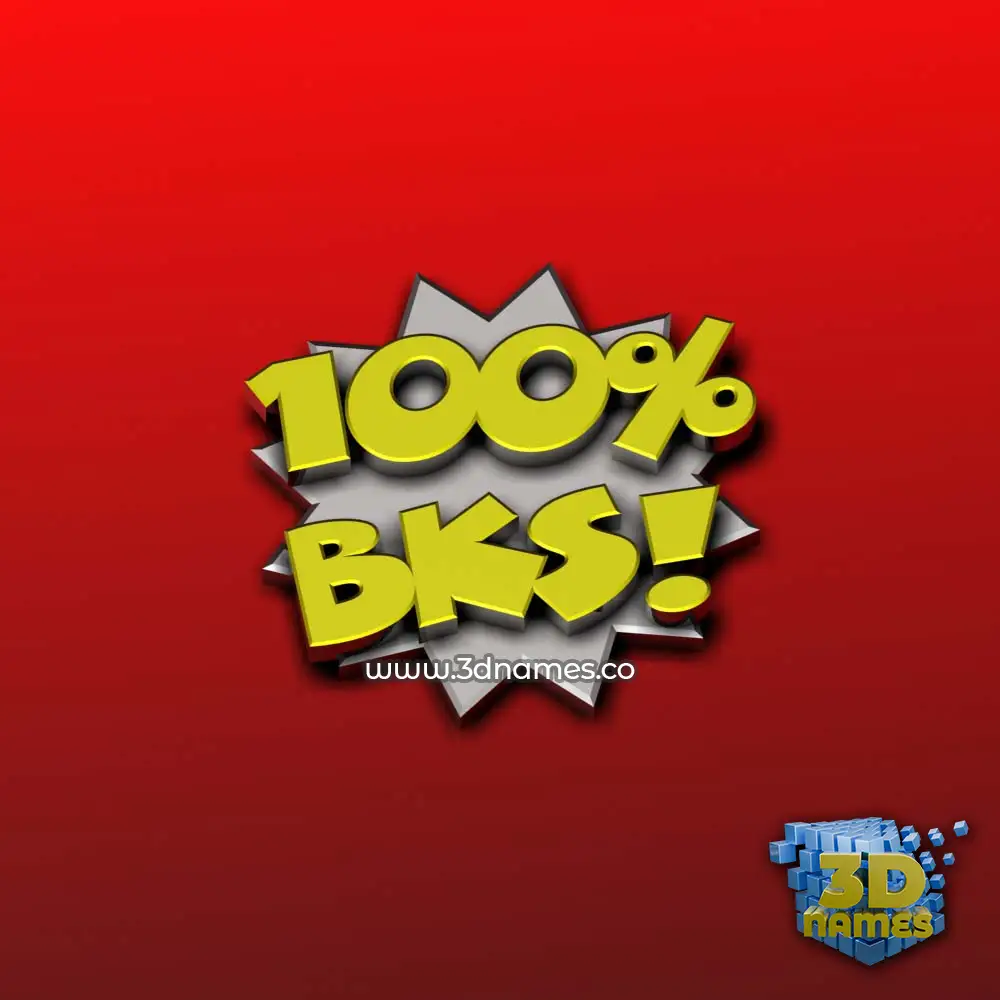 bks in 100 Percent style - 3D name wallpaper