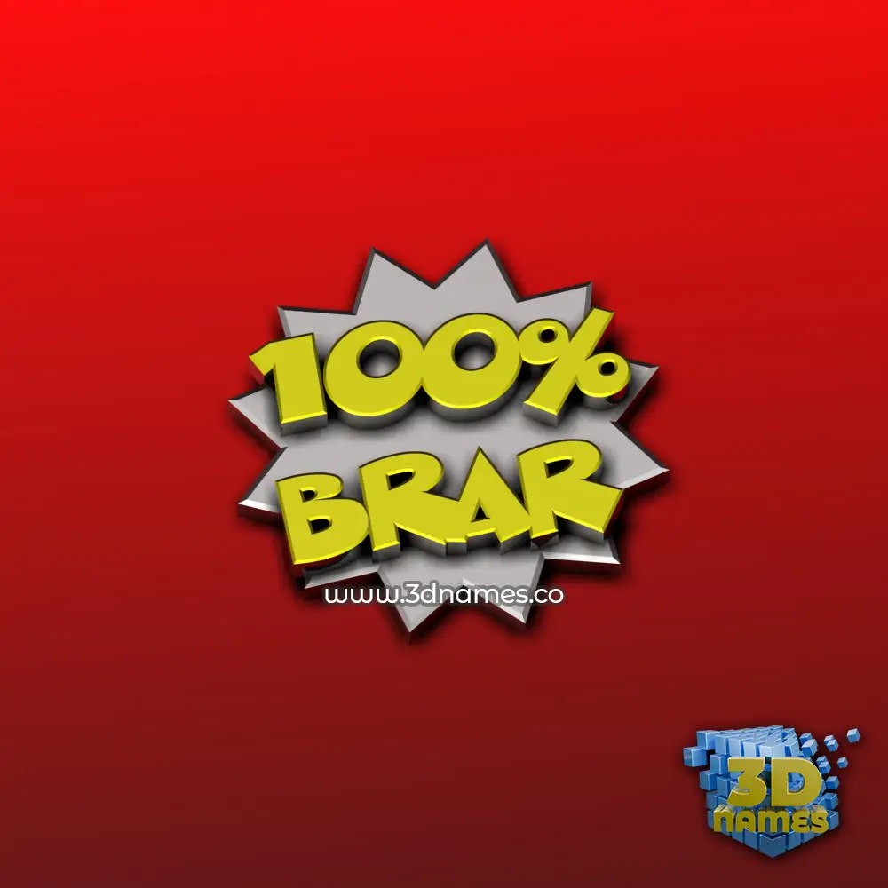 brar in 100 Percent style - 3D name wallpaper
