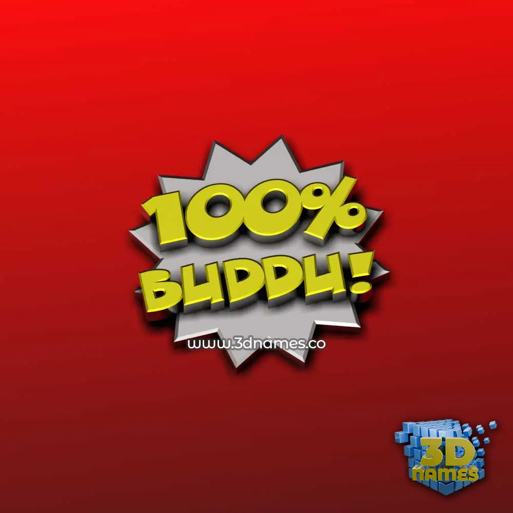 buddu in 100 Percent style - 3D name wallpaper