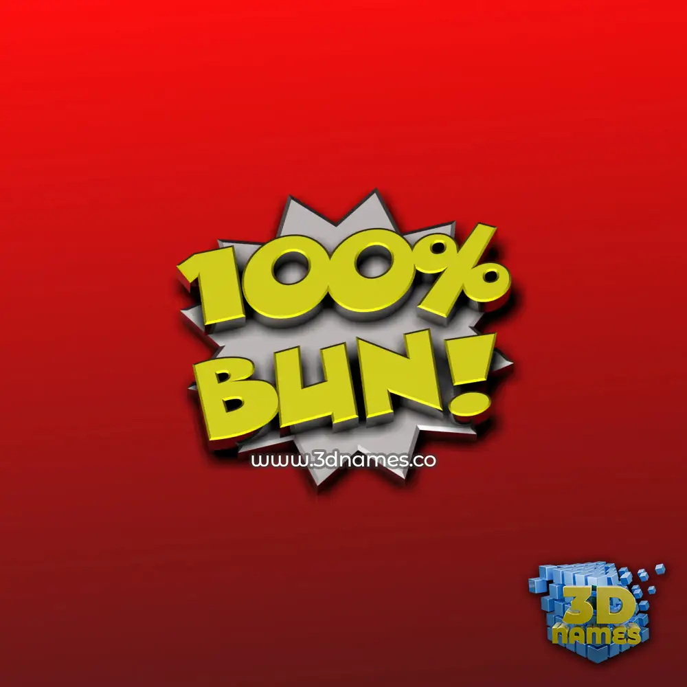 bun in 100 Percent style - 3D name wallpaper