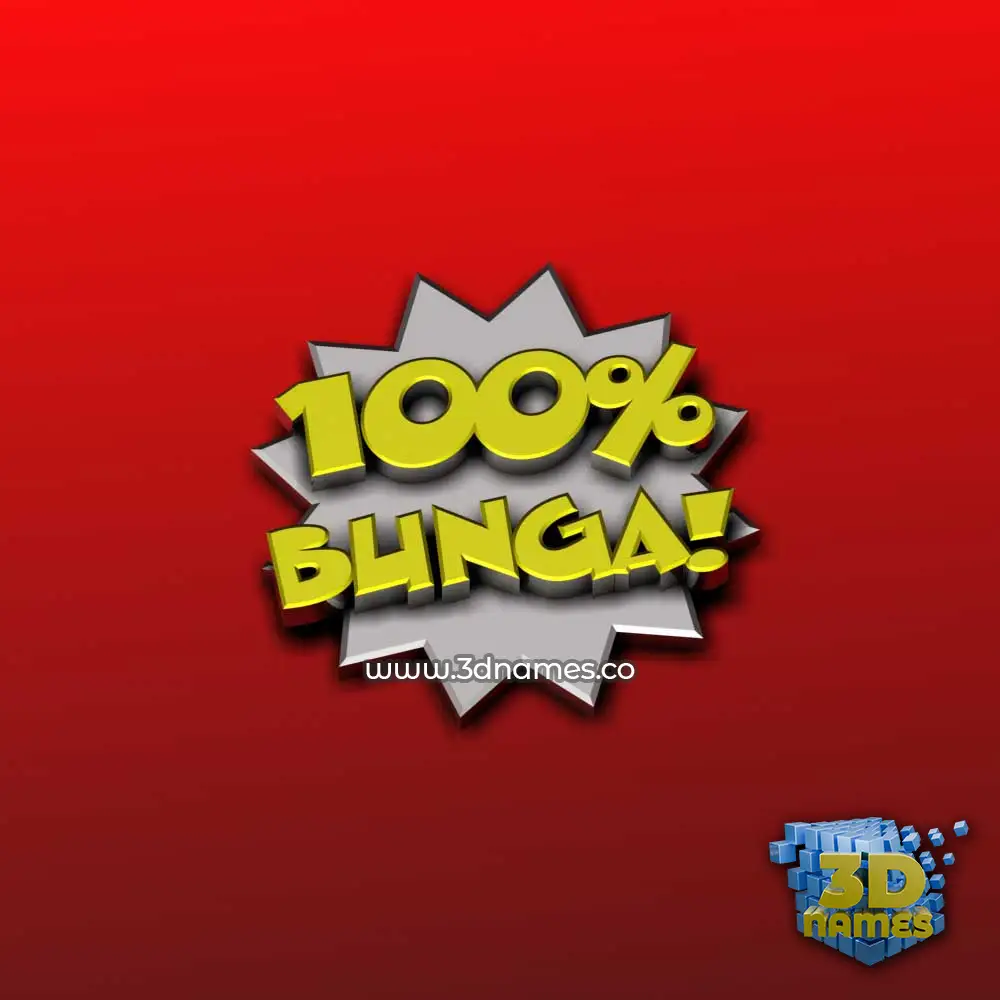 bunga in 100 Percent style - 3D name wallpaper