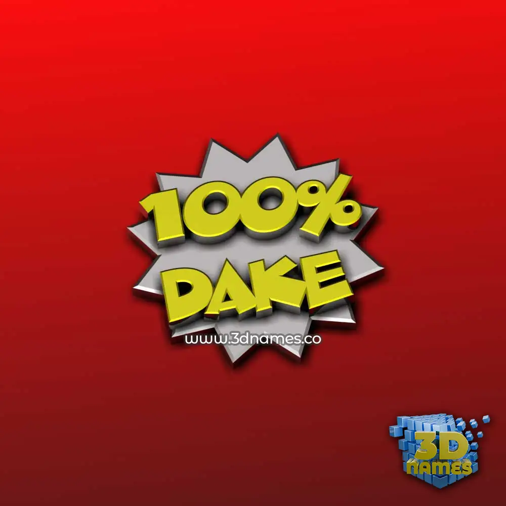dake in 100 Percent style - 3D name wallpaper
