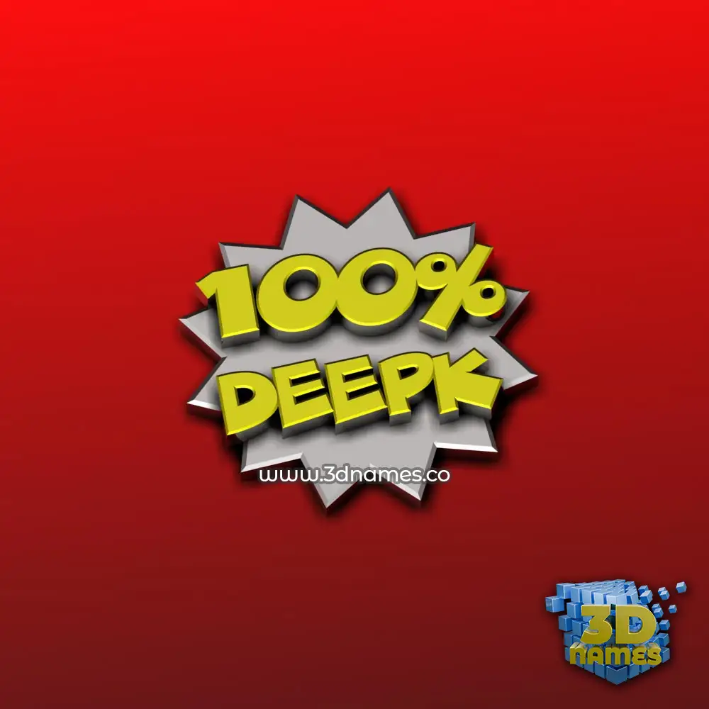 deepk in 100 Percent style - 3D name wallpaper