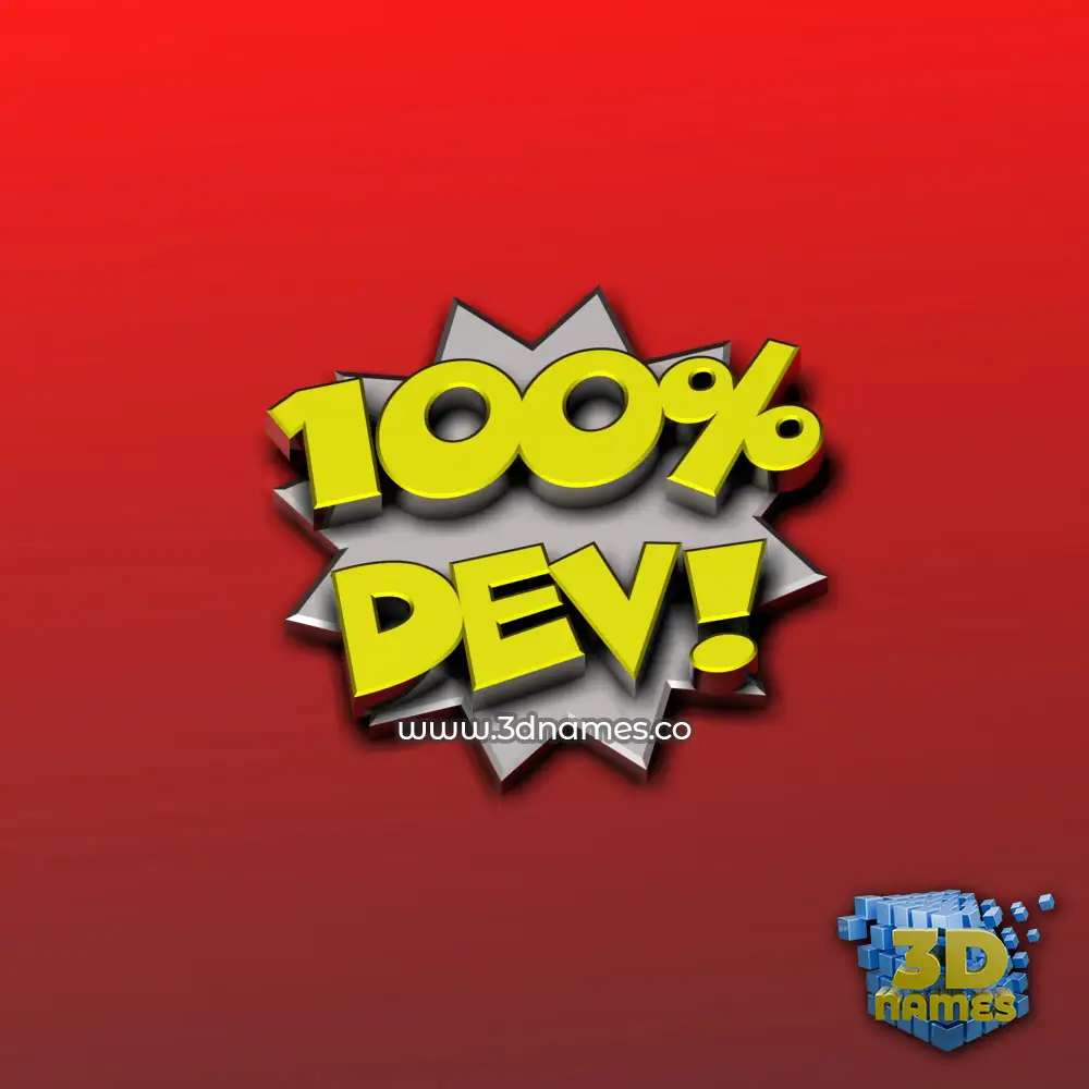dev in 100 Percent style - 3D name wallpaper