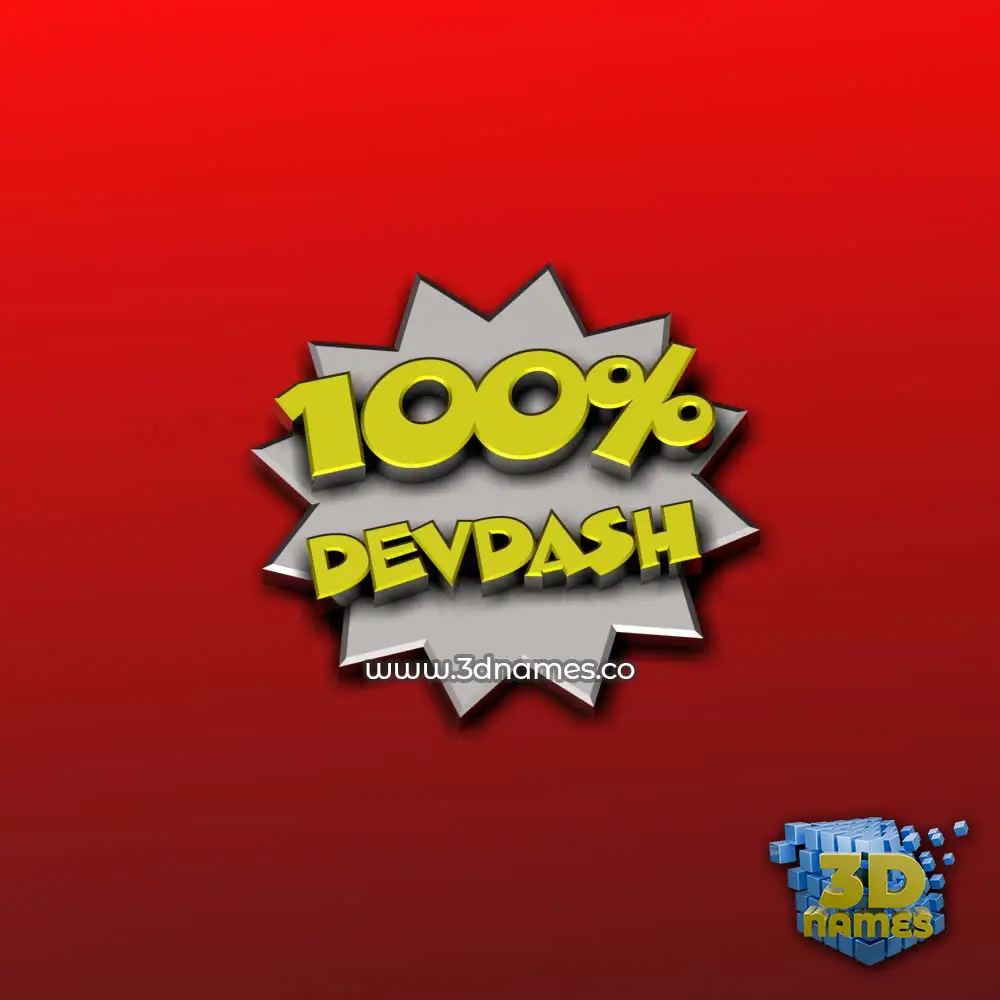 devdash in 100 Percent style - 3D name wallpaper