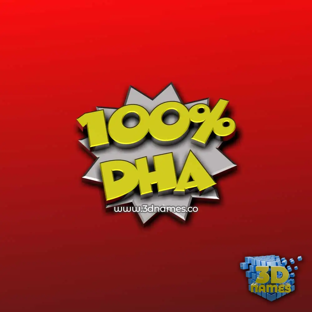 dha in 100 Percent style - 3D name wallpaper