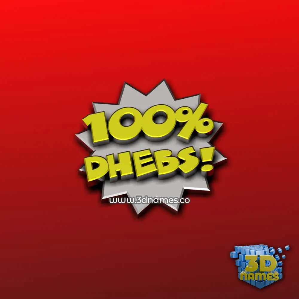 dhebs in 100 Percent style - 3D name wallpaper
